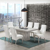 Astra 7 Piece Dining Set, Champagne Wood and White Vinyl, Table, 6 Chairs