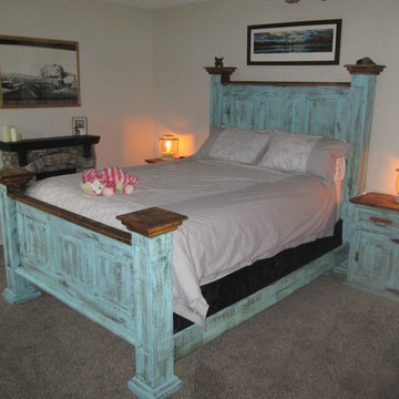 Rustic Pine Turquoise Bedroom redo