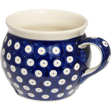 Polish Pottery Potbelly Coffee Mug, Pattern Number: 42