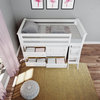 Chelsea Twin Low Loft Bed with Storage, White