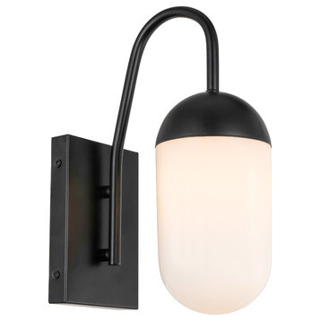 Black Finish And Frosted White 1-Light Wall Sconce