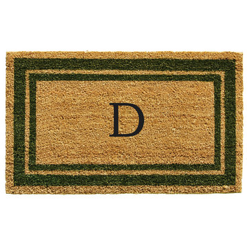Sage Green Border 24"x36" Monogram Doormat, Letter D