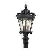 Traditional Tournai Outdoor Post Lantern, Textured Black