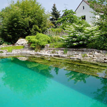 Naturpool mit türkiser Folie