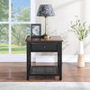 Oxford Accent Table With Drawer, Black Finish Frame and Cherry Finish Top