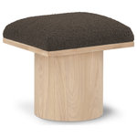 Meridian Furniture - Pavilion Black Boucle Fabric Bench/Stool, Brown, Natural Finish - Bring valuable seating and remarkable style to your space with this Brown Pavilion boucle fabric bench, an exquisite balance of style and usability for the entryway, bedroom, and beyond. Crafted from oak veneer with a natural finish, this bench has a 4-inch-thick seat cushion that's channel-tufted for a touch of luxury. The bench's columnar bases add a dash of art deco design, making it a captivating focal point in any room.