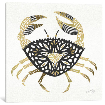 "Black Gold Crab" Print by Cat Coquillette, 12"x12"x1.5"