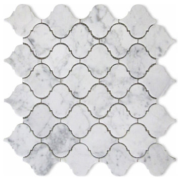 Carrara Marble Arabesque Baroque Lantern Mosaic Tile Venato Polished, 1 sheet