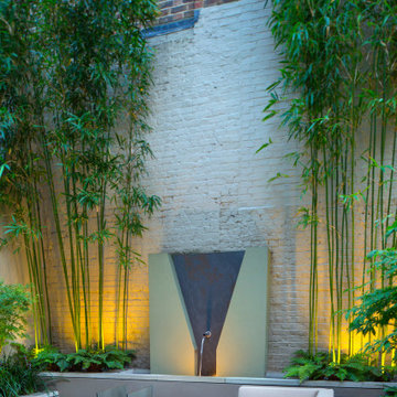 Belgravia Courtyard Garden Design: Water & Fire, Japanese Vibes & Temple Bamboo