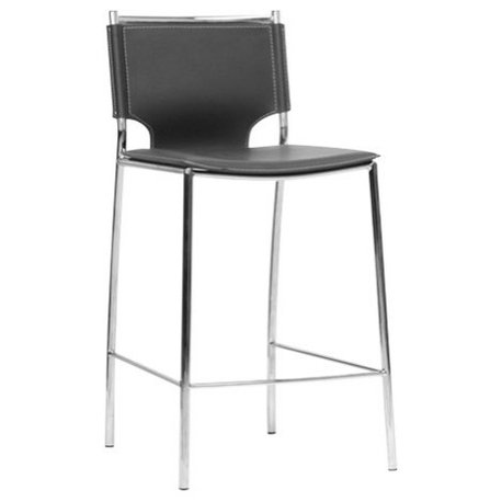 Baxton Studio Montclare Leather Modern Counter Stools, Set of 2, Black