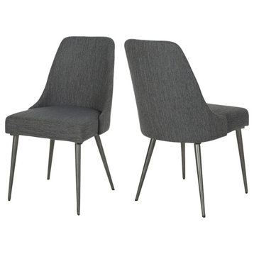 Dawn Modern Fabric Dining Chairs, Set of 2, Charcoal/Gun Metal