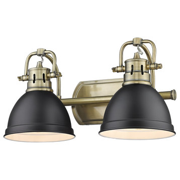 Duncan 2-Light Bath Vanity Light, Aged Brass, Matte Black