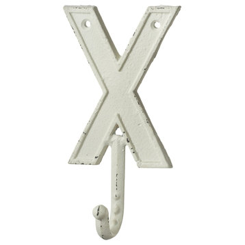 Monogram Letter X Single Wall Hook Painted Cast Iron 7.5 Inch