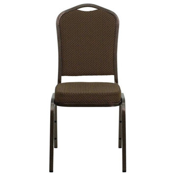 Flash Furniture Hercules Crown Back Banquet Stacking Chair in Brown
