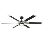 Monte Carlo - Monte Carlo Loft 62" Ceiling Fan w/LED 6LFR62MBKD, Midnight Black/Brushed Steel - This 62" Ceiling Fan w/LED from Monte Carlo has a finish of Midnight Black / Brushed Steel and fits in well with any Transitional style decor.