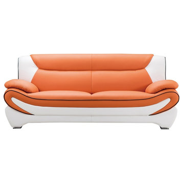 AE209 Orange and White Color With Faux Leather Sofa