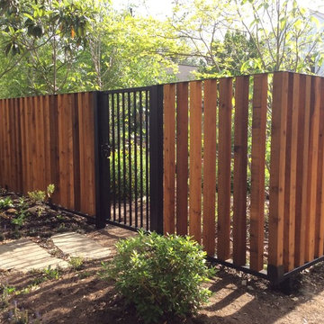 Vertical Wood Fence with Metal Frame