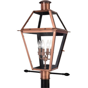 4 Light Outdoor Post Lantern-Aged Copper Finish - Outdoor - Post Lights