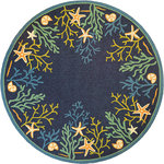 Couristan Inc - Couristan Covington Sea Water Indoor/Outdoor Area Rug, 7'10" Round - Designed with today's busy households in mind, the Covington Collection showcases versatile floor fashions with impressive performance features that add to their everyday appeal. Because they are made of the finest 100% fiber-enhanced Courtron polypropylene, Covington area rugs are water resistant and can be used in a multitude of spaces, including covered outdoor patios, porches, mudrooms, kitchens, entryways and much, much more. Treated to prevent the growth of mold and mildew, these multi-purpose area rugs are exceptionally easy to clean and are even considered pet-friendly. An ideal decorating choice for families with young children, or those who frequently entertain, they will retain their rich splendor and stand the test of time despite the wear and tear of heavy foot traffic, humidity conditions and various other elements. Featuring a unique hand-hooked construction, these beautifully detailed area rugs also have the distinctive aesthetic of an artisan-crafted product. A broad range of motifs, from nature-inspired florals to contemporary geometric shapes, provide the ultimate decorating flexibility.