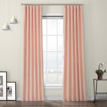 Heritage Plush Velvet Curtain Single Panel, Peach Blossom, 50"x84"