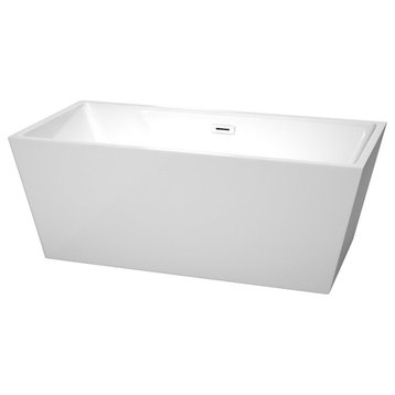 Wyndham Collection Sara 63" Acrylic Freestanding Bathtub in Shiny White