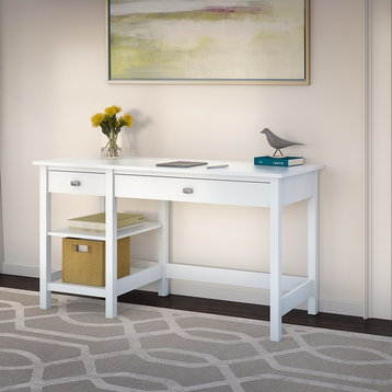Broadview Computer Desk With Open Storage, Pure White