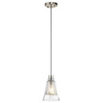 Kichler - Kichler Evie Mini Pendant 1-Light 6"x8.25", Brushed Nickel, Clear Mercury - This 1 light mini pendant from the Evie Collection features a unique double layered globe of mercury glass within a clear glass outer shade that creates a unique depth of interest. A simple yet stylish shape adds to the eclectic beauty.