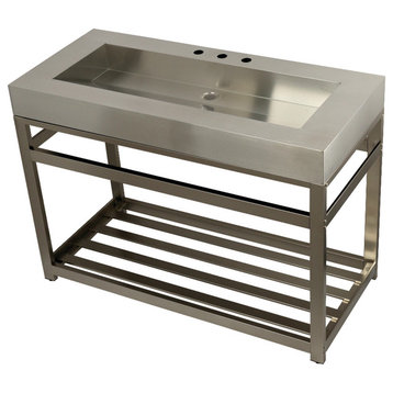 49" Stainless Steel Sink w/Steel Console Sink Base, Brushed/Brushed Nickel