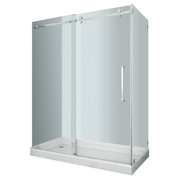 Moselle 60x35x77.5 Completely Frameless Sliding Shower Enclosure Stainless, Left