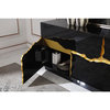 Piaz Sideboard, Luxe Glam Buffet Cabinet Gold Credenza, Black