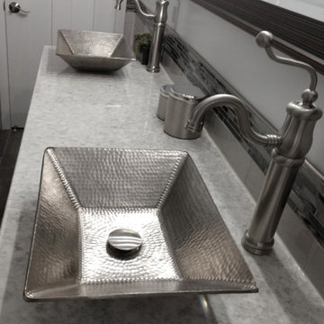 17" Modern Rectangle Hand Forged Old World Copper Vessel Sink in Nickel (PVMRECE
