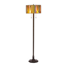Serena d'italia Contemporary Tiffany 2-Light Striped 60" Bronze Floor Lamp