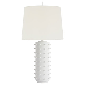 Biarritz Medium Table Lamp in Plaster White with Linen Shade