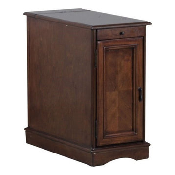 Powell Butler Wood Accent Table with USB in Hazelnut Brown