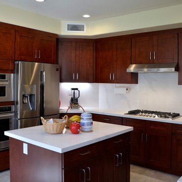 Transitional Kitchen with Mahogany Shakers