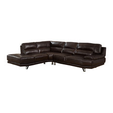 Memory Foam Sectional Sofas Houzz Kemp International Inc Vivian Leather Craft Sectional Dark Brown Sofas