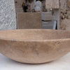 Karina Walnut Travertine Stone Oval Shape Vessel Sink, (W)16" (L)20.5" (H)6"
