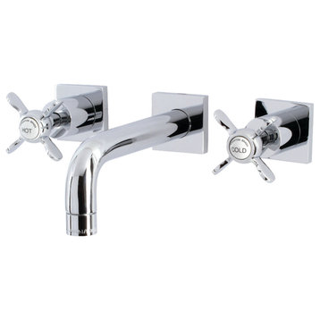 Kingston Brass KS6121BEX Two-Handle Wall Mount Bathroom Faucet, Polished Chrome