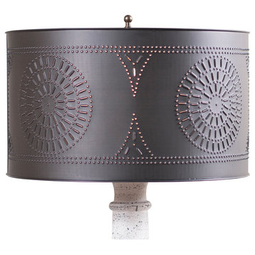 Floor Lamp Drum Shade with Chisel in Kettle Black