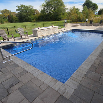 Rectangle Pool with Polymer Walls and a Vinyl Liner + Coverstar Automatic Cover