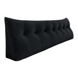 WOWMAX - Bed Wedge Pillow Back Rest Support, Black Velvet, 76x20x8 - Bed Pillows
