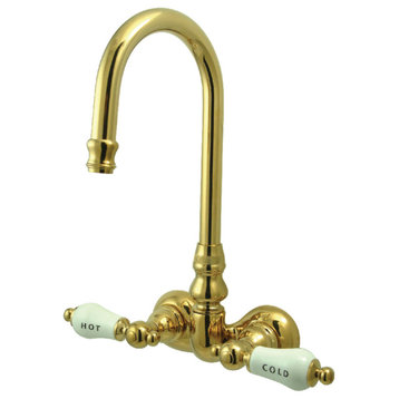 Kingston Brass Wall-Mount Clawfoot Tub Faucets With Polished Brass CC73T2