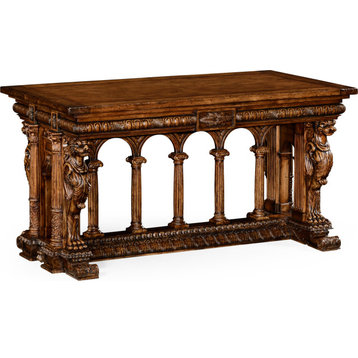 Windsor French Renaissance Style Library Table - Medium Antique Walnut