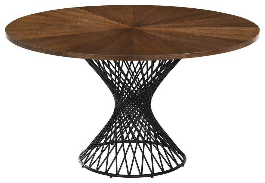 Cirque 54 Round Mid-Century Modern Pedestal Walnut Wood Dining Table ...