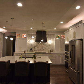 White one piece tile backsplash