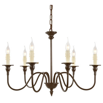 LNC 6-Lights Traditional Oil-Rubbed Bronze Candle Style Shade LED Chandelier
