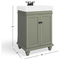 Dawson Bathroom Vanity, Single Sink, 24", Pewter Green, Freestanding