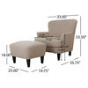 Gerald Boucle Upholstered Club Chair and Ottoman Set, Warm Stone Gray/Matte Black