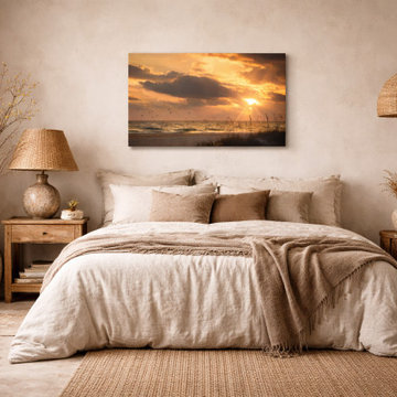 Anna Maria Island Cloudy Beach Sunset 1 Wabi-Sabi Style Wall Art Prints