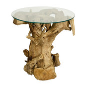 Rego Side Table With Glass Top, Natural